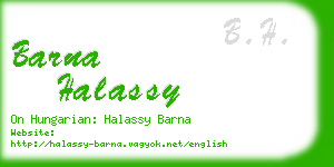 barna halassy business card